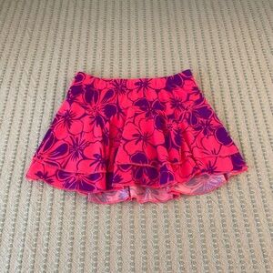 Justice Hot Pink & Purple Floral Skater Skirt - Size: 7